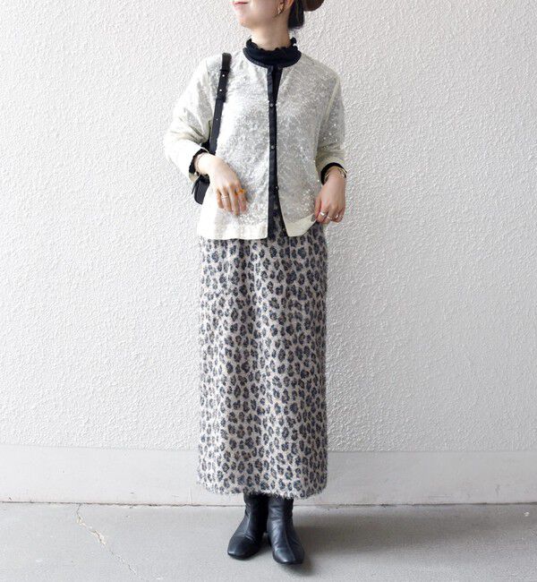 SHIPS any「SHIPS any: スパンコール ジャカード バイカラー クルーネック シャツ カーディガン」|シャツ・ブラウス|