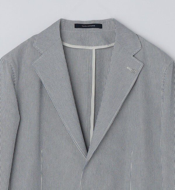 SHIPS「TAGLIATORE: ライト シアサッカー ストライプ ジャケット」|テーラードジャケット|