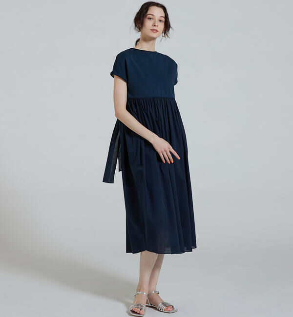 Ballsey「マテリアルコンビ バックリボンワンピース」|ワンピース|69 ネイビー