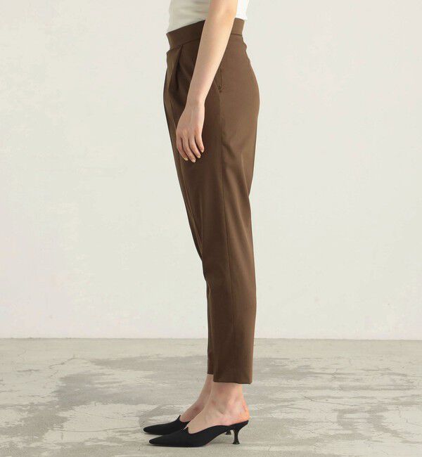 BACCA「ウールポリエステルツイル ウエストタックスリムパンツ」|スラックス|
