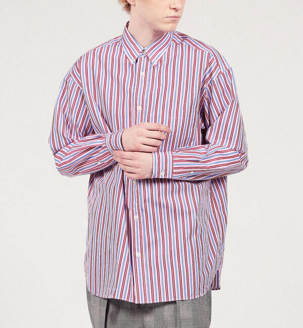 TOMORROWLAND MENS「コットンブロード ストライプ ボタンダウンシャツ」|シャツ・ブラウス|