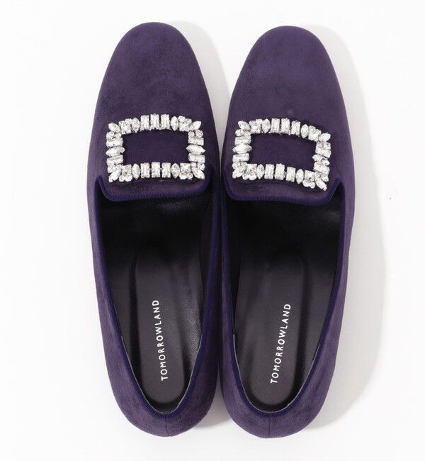 TOMORROWLAND GOODS「TOMORROWLAND スエード ビジューオペラローファー」|ローファー|