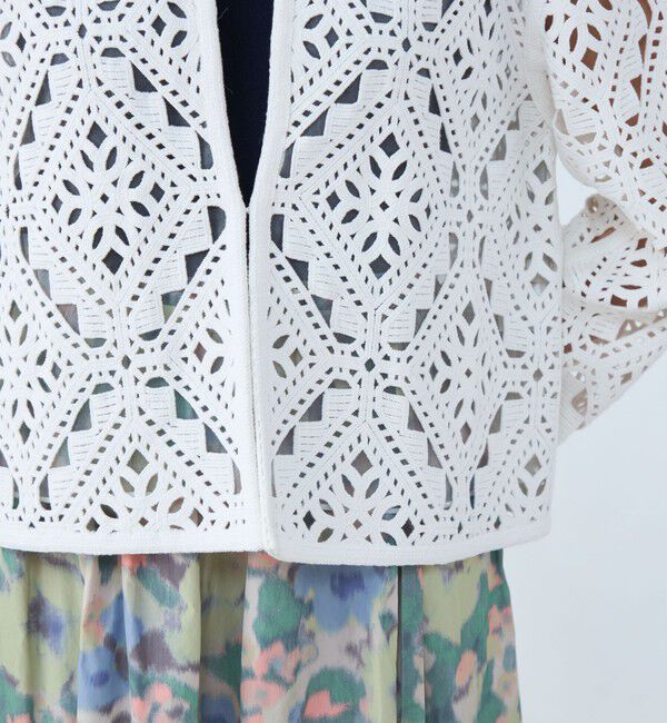 Ballsey「ダイヤモチーフエンブロイダリー クルーネックジャケット」|ノーカラージャケット|