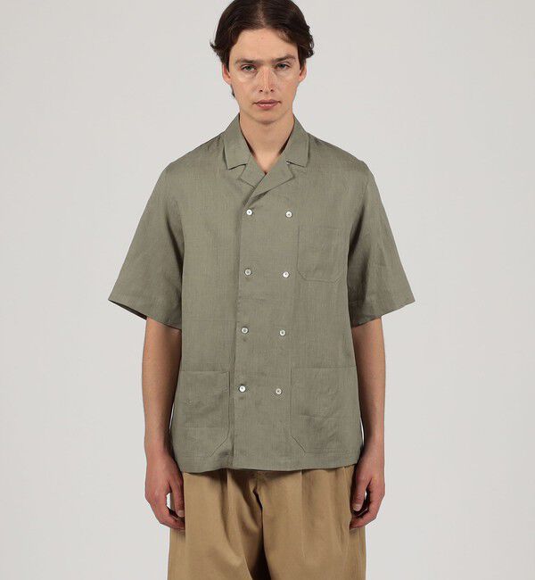 TOMORROWLAND MENS「リネン ダブルブレステッド ハーフスリーブシャツ」|シャツ・ブラウス|