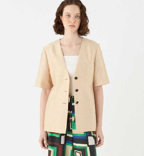 Ballsey「グロッシースラブ ハーフスリーブジャケット」|ノーカラージャケット|