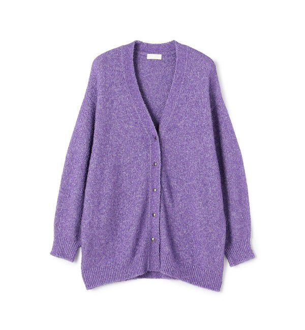 Ballsey「メタリックブークレー Vネックカーディガン」|カーディガン|71 パープル系