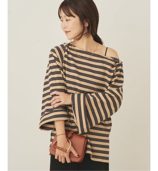 Plage「wide sleeve ボーダーTシャツ」|Tシャツ・カットソー|ベージュ
