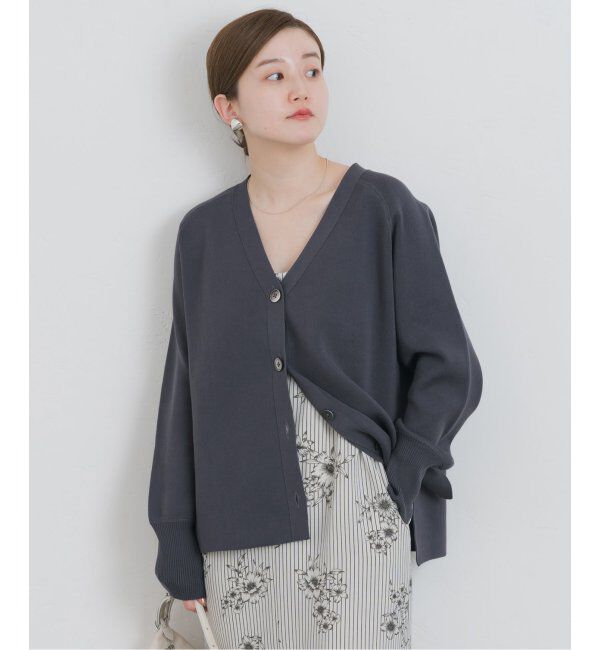 IENA「ファインコットンスムース Vネックカーディガン」|カーディガン|