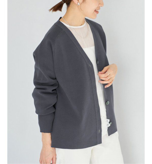 IENA「ファインコットンスムース Vネックカーディガン」|カーディガン|