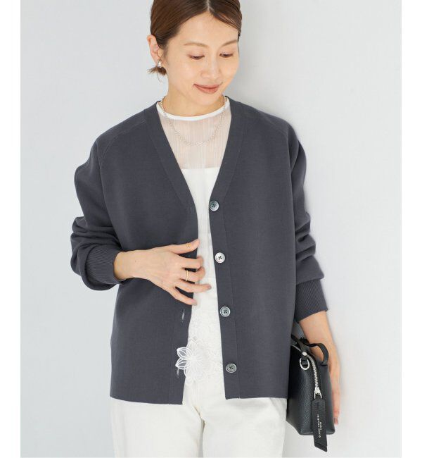 IENA「ファインコットンスムース Vネックカーディガン」|カーディガン|