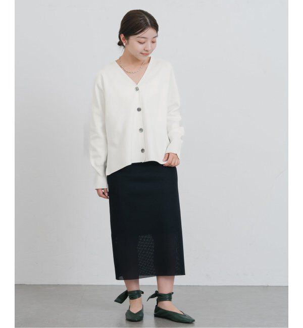 IENA「ファインコットンスムース Vネックカーディガン」|カーディガン|