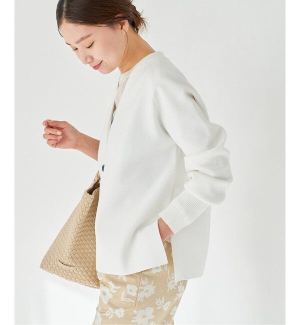 IENA「ファインコットンスムース Vネックカーディガン」|カーディガン|