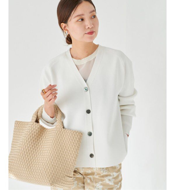IENA「ファインコットンスムース Vネックカーディガン」|カーディガン|