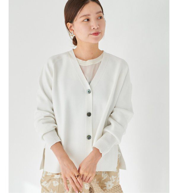 IENA「ファインコットンスムース Vネックカーディガン」|カーディガン|