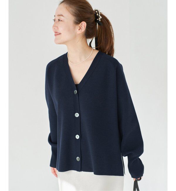 IENA「ファインコットンスムース Vネックカーディガン」|カーディガン|