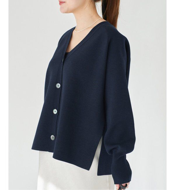 IENA「ファインコットンスムース Vネックカーディガン」|カーディガン|