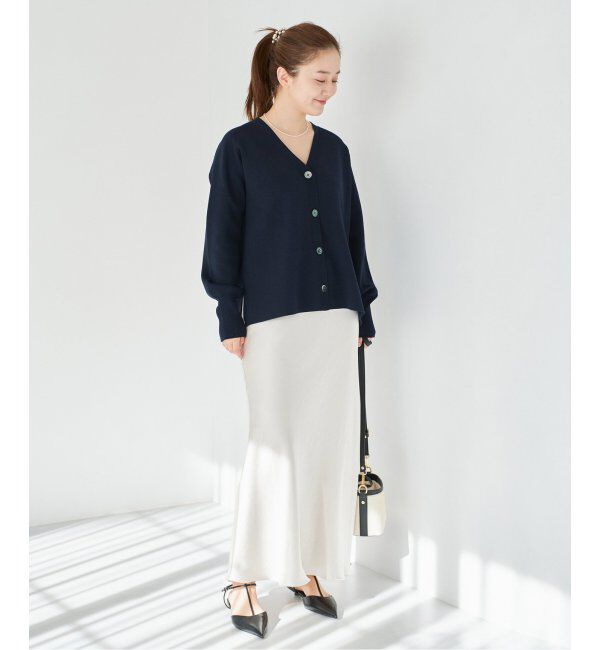 IENA「ファインコットンスムース Vネックカーディガン」|カーディガン|