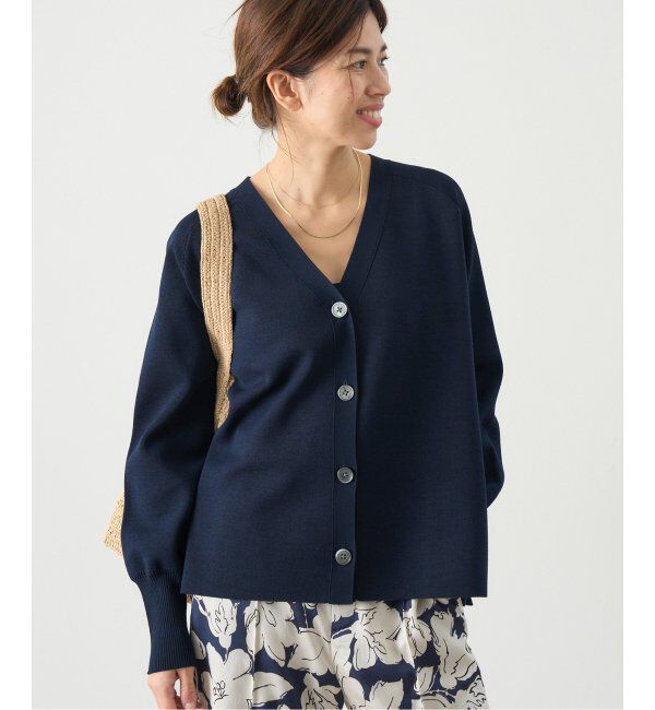 IENA「ファインコットンスムース Vネックカーディガン」|カーディガン|