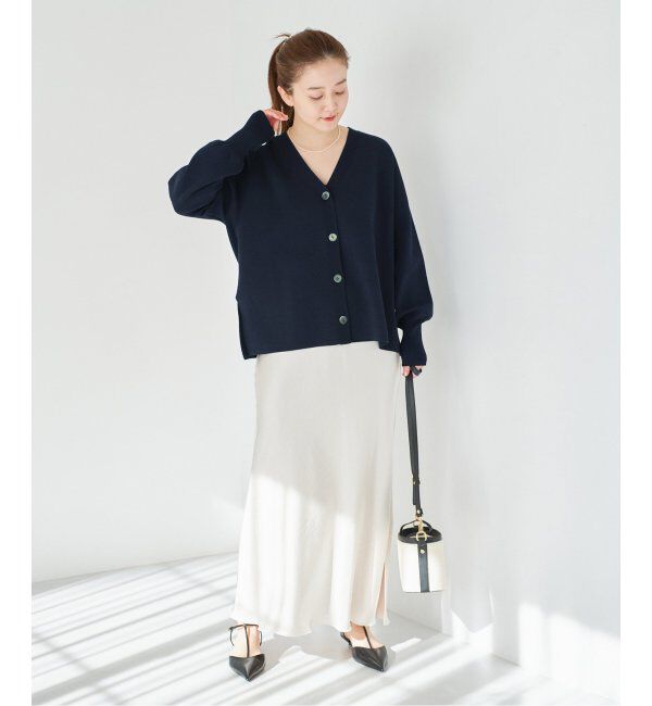 IENA「ファインコットンスムース Vネックカーディガン」|カーディガン|
