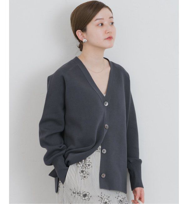 IENA「ファインコットンスムース Vネックカーディガン」|カーディガン|