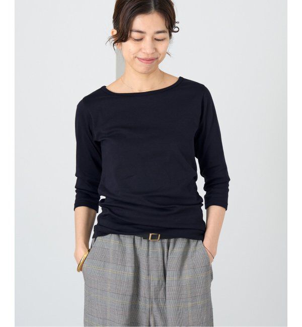 IENA「ATON/エイトン 別注 SUVIN FRAISE ボートネック Tシャツ」|Tシャツ・カットソー|