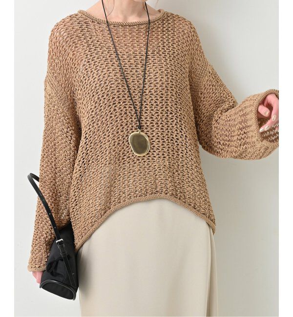 SLOBE IENA「《追加》LOGAN/ローガン SLOBE別注 メッシュプルオーバー LG-25SS09」|ニット・セーター|ベージュ