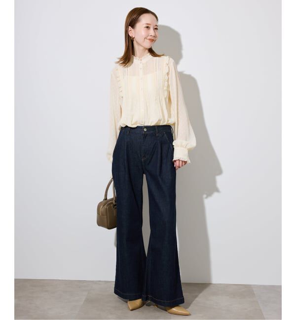 SLOBE IENA「ジャガードピンタックフリルブラウス」|シャツ・ブラウス|