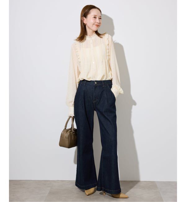 SLOBE IENA「ジャガードピンタックフリルブラウス」|シャツ・ブラウス|