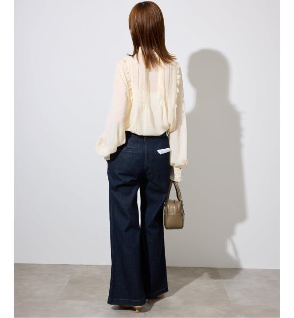 SLOBE IENA「ジャガードピンタックフリルブラウス」|シャツ・ブラウス|