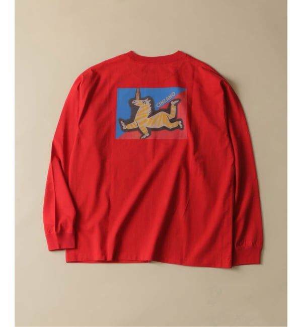 EDIFICE「SAVIGNAC (サヴィニャック) 別注 French Company プリント ロングスリーブ Tシャツ」|Tシャツ・カットソー|レッド A