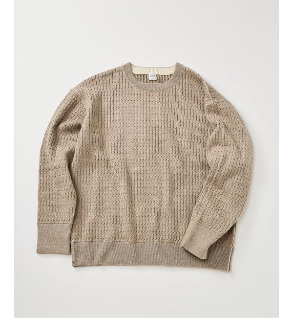 EDIFICE「スウェット ライク スモール ケーブル ニット」|ニット・セーター|ベージュ