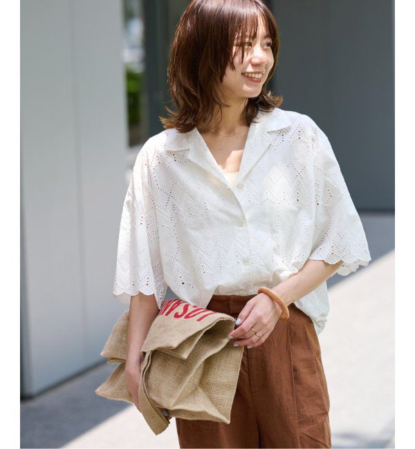 JOURNAL STANDARD relume「《追加》コットンカットワーク刺繍開襟シャツ」|シャツ・ブラウス|ホワイト