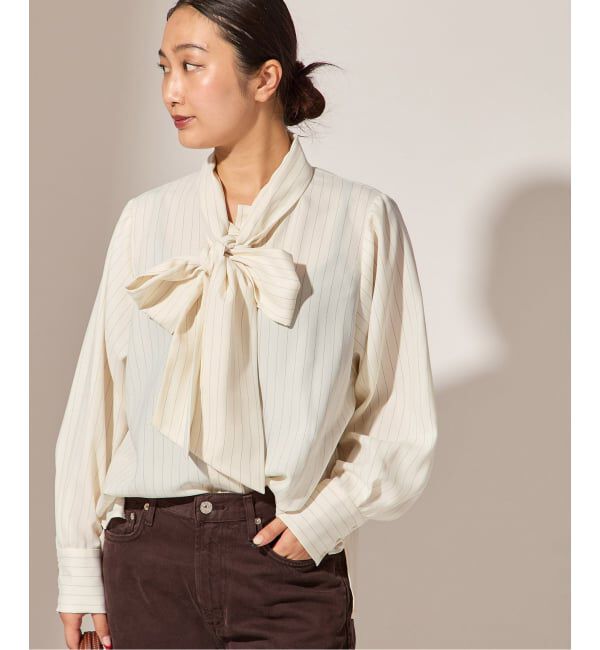 journal standard L'essage「【A PUPIL/ア ピューピル】BIG BT BL STRIPES：ブラウス」|シャツ・ブラウス|ホワイト