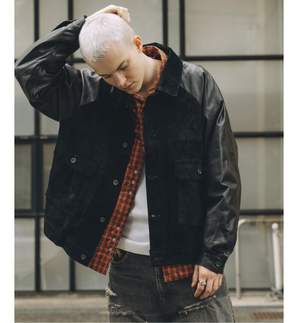 JOURNAL STANDARD「A LEATHER &times; JOURNAL STANDARD COMBI TRUCKER JACKET」|ライダースジャケット|