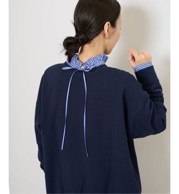 JOURNAL STANDARD relume「《追加2》ハイカウントストライプスタンドカラー2way」|シャツ・ブラウス|ブルー A