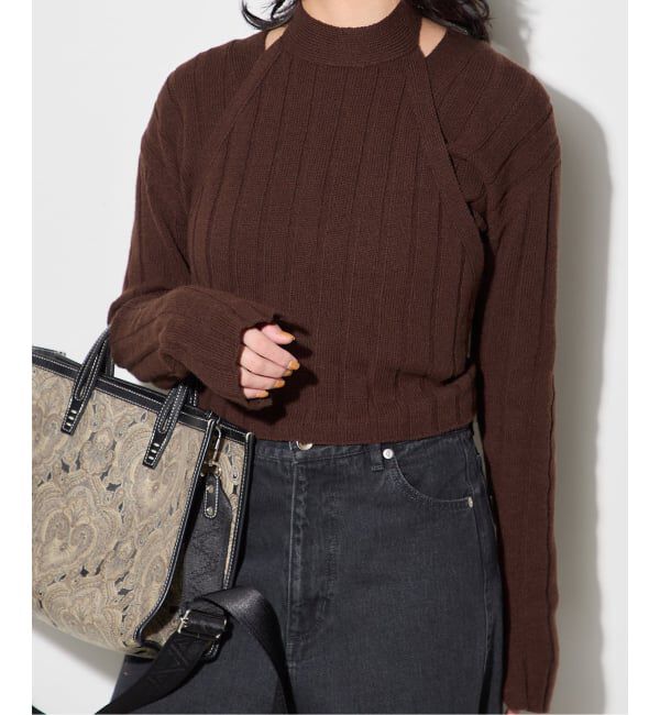 journal standard L'essage「ワイドRIBホルターベスト」|ニット・セーター|ブラウン