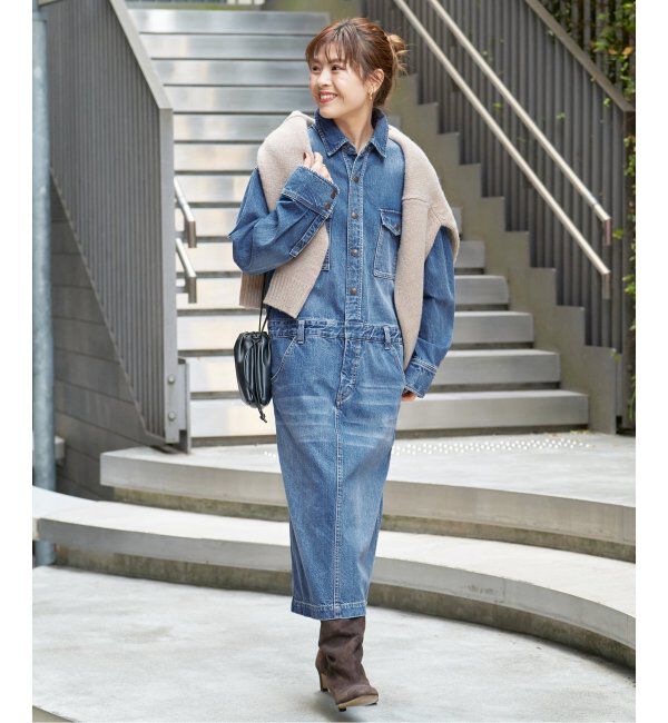Spick and Span「51/2 ONE-PIECE LINE DENIM」|ワンピース|