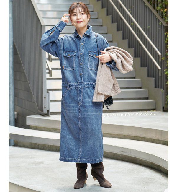 Spick and Span「51/2 ONE-PIECE LINE DENIM」|ワンピース|
