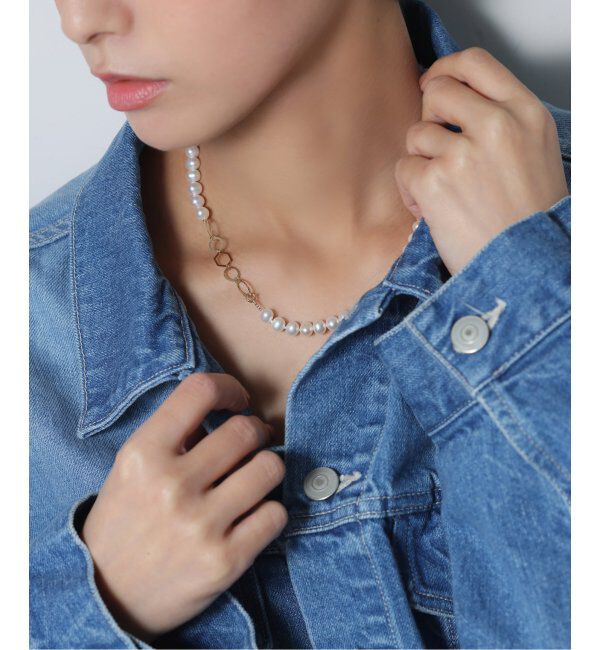 Lilas by Spick&Span「ポテトパール*テクスチャーパーツネックレス K10」|ネックレス|ゴールド