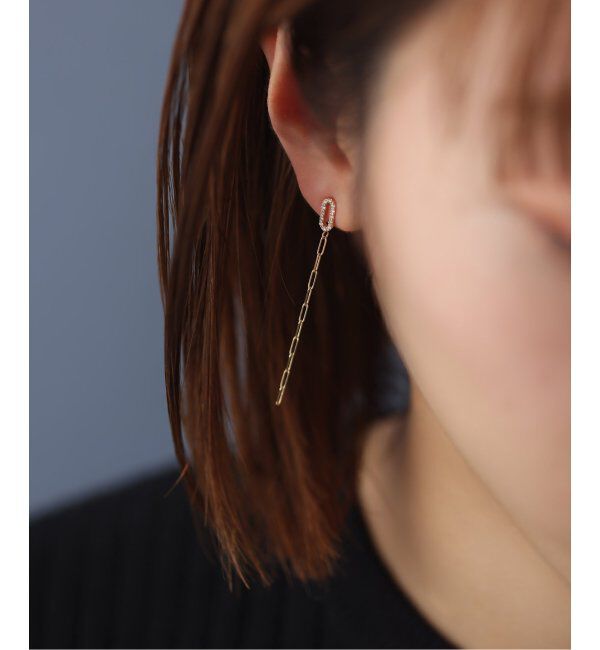 Lilas by Spick&Span「オーバルダイヤクリップチェーンピアス K10（両耳）」|ピアス|