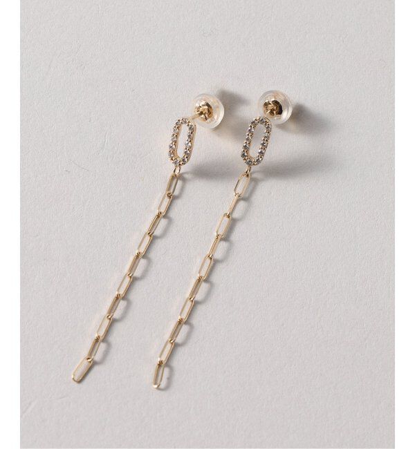 Lilas by Spick&Span「オーバルダイヤクリップチェーンピアス K10（両耳）」|ピアス|