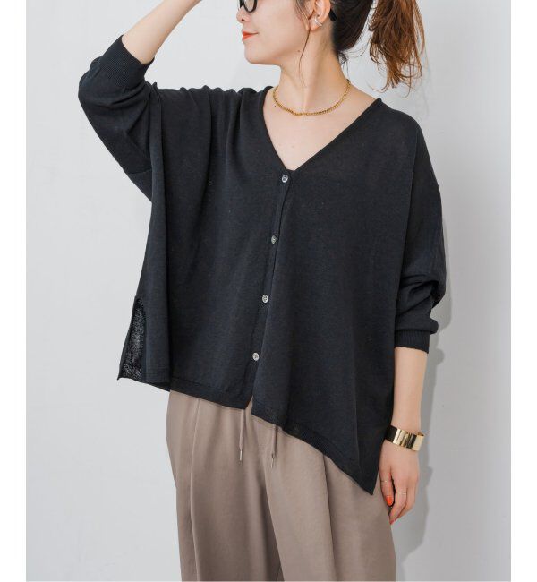 Spick and Span「ギマコットンオーバーサイズカーディガン」|カーディガン|ブラック