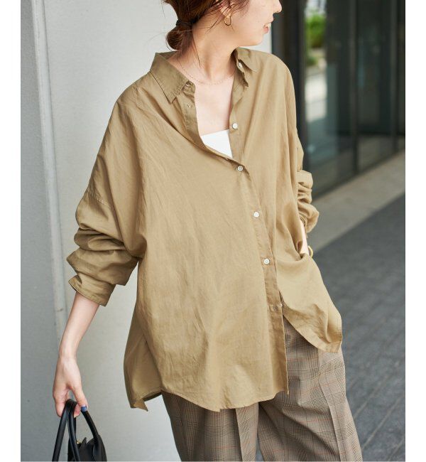 Spick and Span「《追加》ガーメントダイカシュクールシャツ」|シャツ・ブラウス|キャメル A