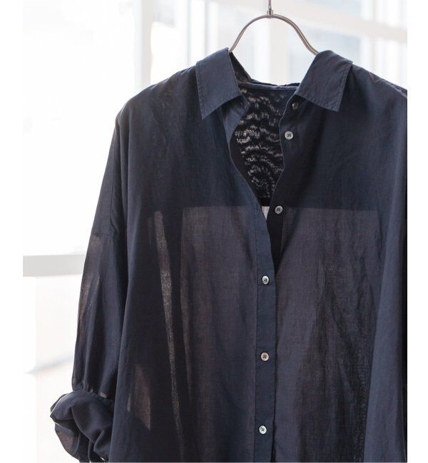 Spick and Span「《追加》ガーメントダイカシュクールシャツ」|シャツ・ブラウス|ネイビー