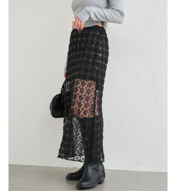 U by SPICK&SPAN「フラワーチュールシアースカート」|スカート|