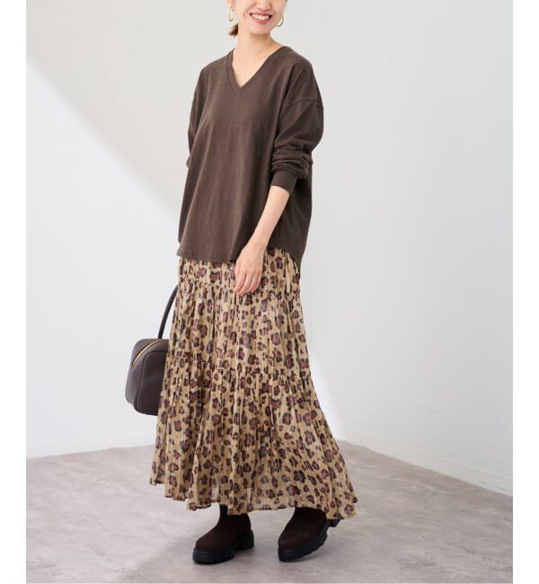 FRAMeWORK「enrica/エンリカ コットンシルク レオパード ティアードスカート」|スカート|
