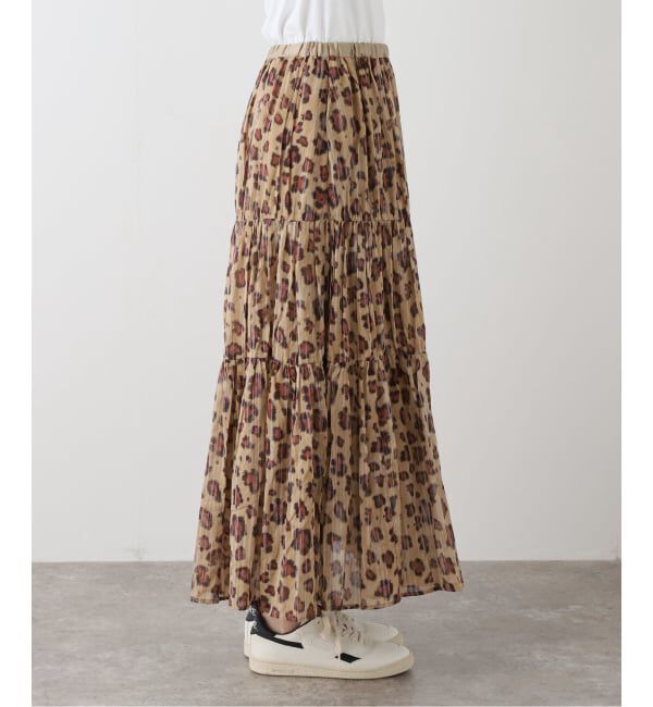 FRAMeWORK「enrica/エンリカ コットンシルク レオパード ティアードスカート」|スカート|