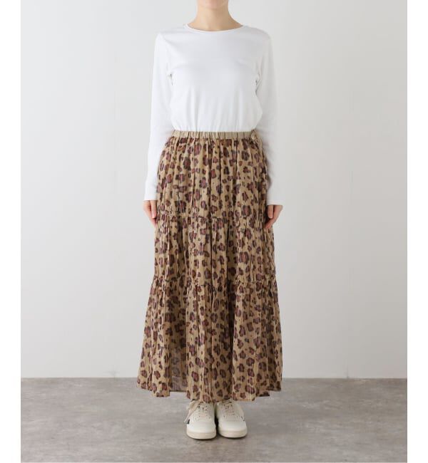 FRAMeWORK「enrica/エンリカ コットンシルク レオパード ティアードスカート」|スカート|