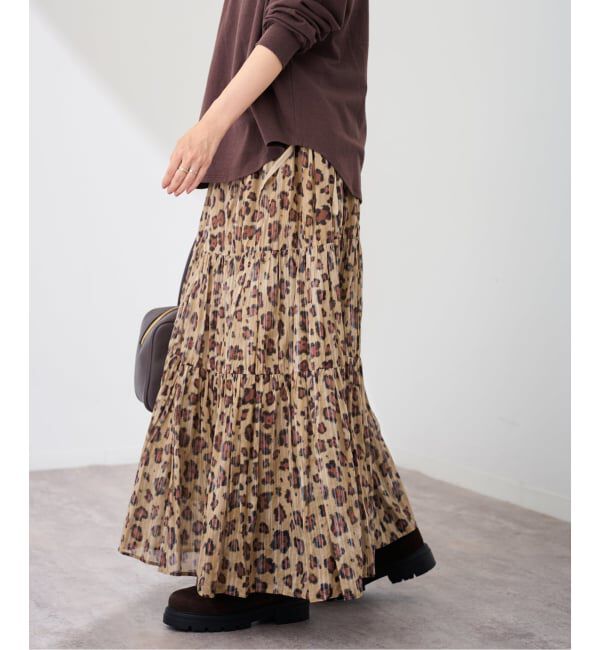 FRAMeWORK「enrica/エンリカ コットンシルク レオパード ティアードスカート」|スカート|