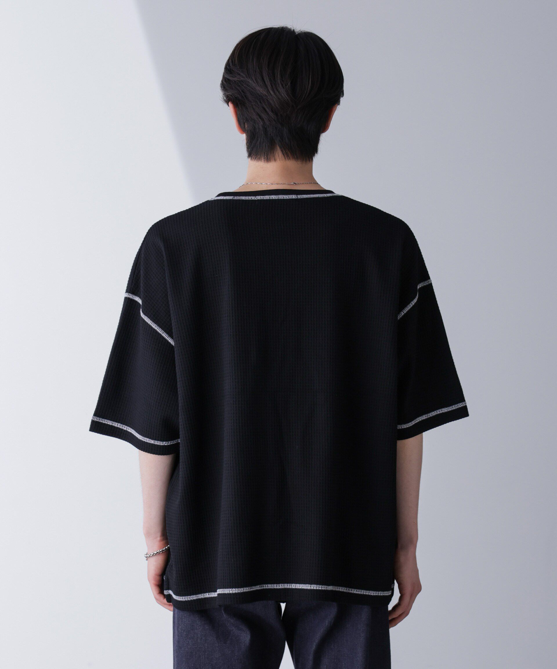 nano･universe「配色ステッチビックワッフルTシャツ 半袖」|Tシャツ・カットソー|